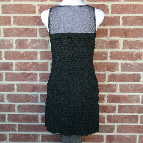 BCBG MaxAzria Tiered Ruffle Lace Shift Dress with - Picture 2 of 4